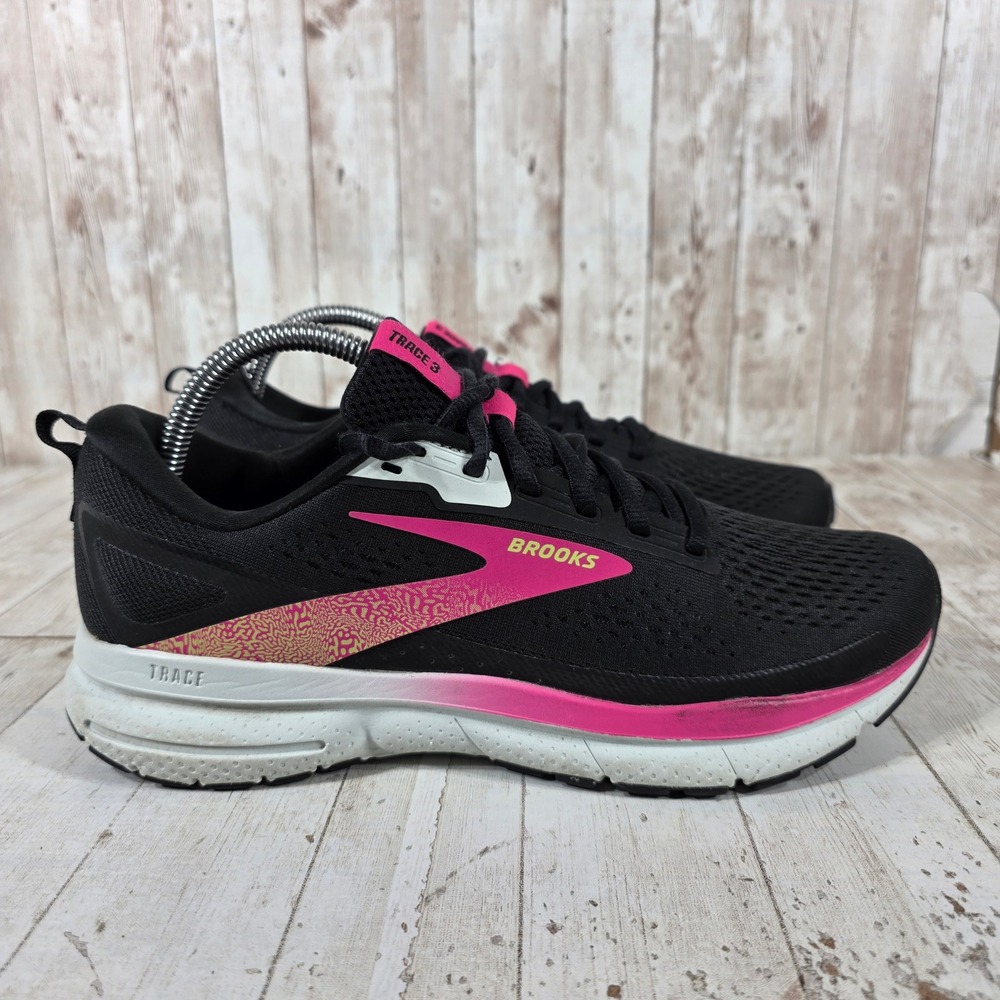 Brooks Trace 3 Womens Running Shoes Black Pink 1204011B098 Size 9.5